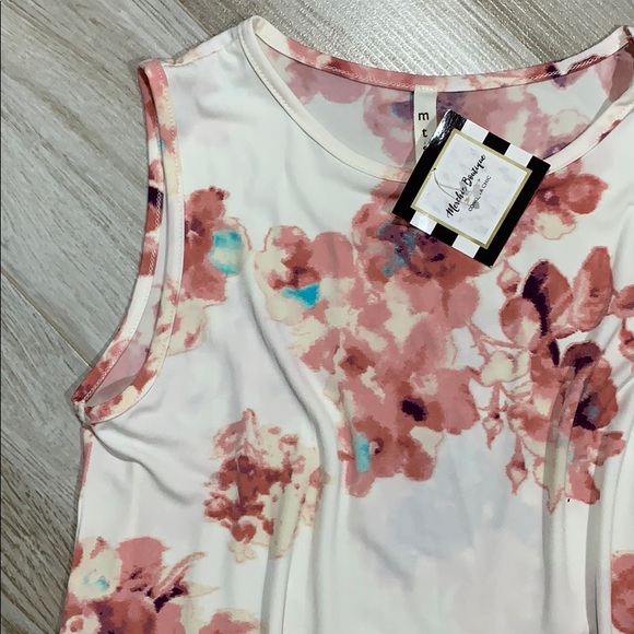 Ivory Pink Floral Sleeveless Blouse Tank - Picture 4 of 8